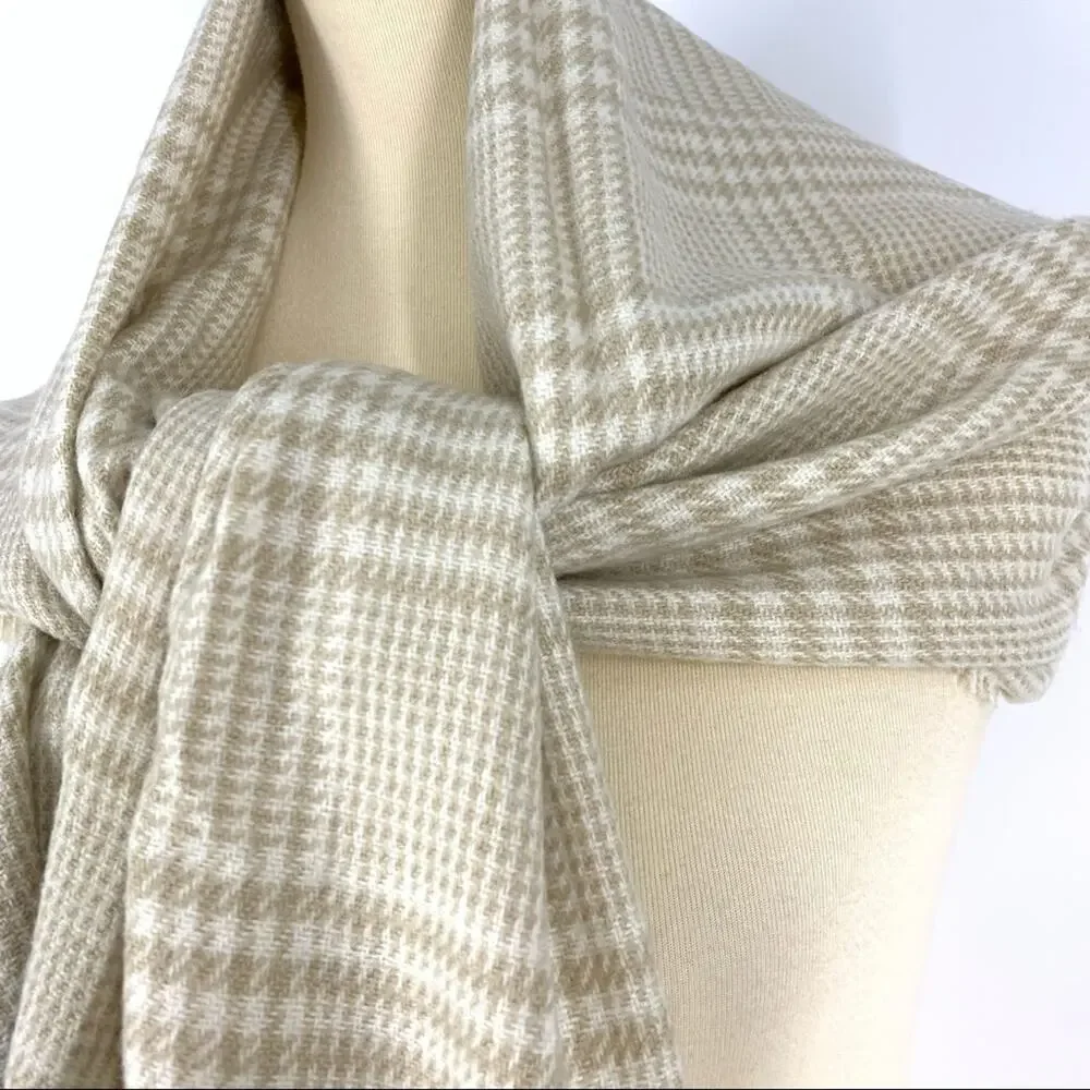 INC Plaid Tan And Grey Scarf Wrap One‎ Size